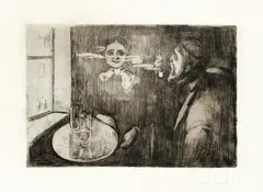 Edvard Munch, Tête-à-tête, Radering trykket i svart på middels tykt gulhvitt japanpapir