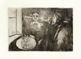 Edvard Munch, Tête-à-tête, Radering trykket i svart på middels tykt gulhvitt japanpapir
