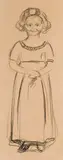 Edvard Munch, Pernille Kirkeby I, 1908-09, Litografi trykket i svart på tykt beige papir oppklebet på papp