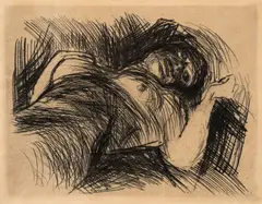 Edvard Munch, Ekstase, 1916, Radering trykket i grønnsvart på beige papir