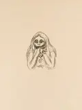 Edvard Munch, Omegas øyne, 1908-09, Litografi trykket i svart på tykt hvitt papir