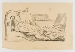 Edvard Munch, Ragnarokk: Det tomme kors, Stift på tynt gulhvitt papir