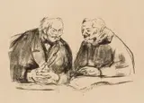 Edvard Munch, To gamle, 1913, Litografi trykket i svart på gulhvitt europeisk papir