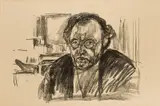 Edvard Munch, Selvportrett med skjegg, 1919, Litografi trykket i svart på gulhvitt papir