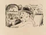 Edvard Munch, Delius i Wiesbaden, 1922, Litografi trykket i svart på gulhvitt papir