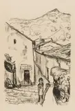 Edvard Munch, Gate i Como, Litografi trykket i svart på middels tykt