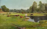 Christian Skredsvig, Sommermorgen, Fra Stabæk (ant., 1884, Olje på lerret
