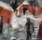 Erling Enger, Gårdstun, Enebakk, 1935, Pulverteknikk