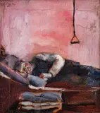 Christian Krohg, Interiør fra fiskerstue på Skagen (ant., 1888, Olje på plate