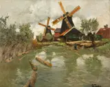 Frits Thaulow, Sorte møller, Holland, Olje på lerret