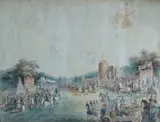 Martin Rudolf Heland, Den förtrollade skogen, Karusell, Drotningholm, 1785, Akvarell på papir