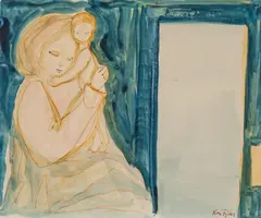 Kai Fjell, Mor og barn, Akvarell på papir, lysmål