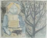 Kai Fjell, Pike med katt, 1971, Serigrafi