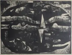 Håkon Bleken, Bygevær, 1972, Litografi