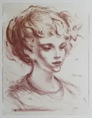 Bjørn Ransve, Kvinnehode, 1983, Litografi