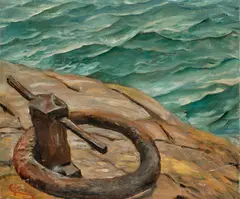 Christian Krohg, Fortøyningsring i jern, Olje på plate