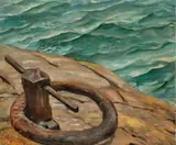 Christian Krohg, Fortøyningsring i jern, Olje på plate
