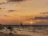 Amaldus Nielsen, Fra Jæren, ved solnedgang, 1895, Olje på lerret