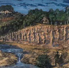 Nikolai Astrup, Liten kornstaur, ca. 1904, Fargetresnitt med håndkolorering