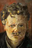 August Strindberg by Christian Krohg, 1893, Olje på plate, sold Nov 2024