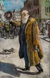 Oda Krohg, Christian Krohg på Karl Johan, 1905, Olje på lerret