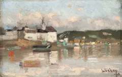 Akershus by Kalle Løchen, 1883, Olje på plate, sold Nov 2024