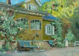 Gerhard Munthe, Forran huset, 1921, Olje på lerret