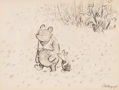 Ernest Howard Shepard, Feeling More Snowy Behind The Ears Than He Had Ever Felt Before..., Penn og gouache på papir