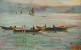 Peder Severin Krøyer, Kystparti. Fra kysten ved Amalfi, Olje på plate
