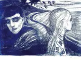 Edvard Munch, Løsrivelse II, 1896, Fargelitografi trykket i blått på middels tynt papir