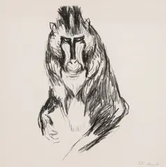 Gorilla (1908-09)* by Edvard Munch, Litografi trykket i svart på tykt hvitt papir, sold Dec 2024