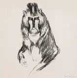 Edvard Munch, Gorilla (1908-09)*, Litografi trykket i svart på tykt hvitt papir