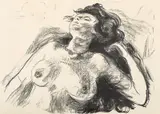 Edvard Munch, Liggende halvakt I, Litografi trykket i svart på middels tynt gulhvitt