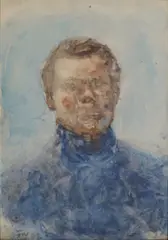 Frans Widerberg, Selvportrett, 1969, Akvarell på papir