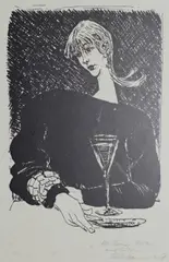 Henny Moan by Gösta Hammarlund, Litografi, sold Jun 2024