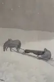 Theodor Kittelsen, Høyfjell (Gamlen med likkisten), Blyant og lavering på papir