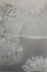 Theodor Kittelsen, Fisker, Blyant og lavering på papir