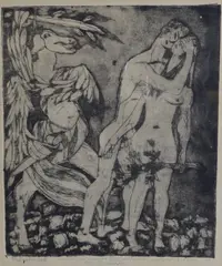 Sigurd Winge, Utdrivelsen fra paradis, 1945, Radering