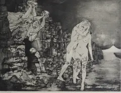 Sigurd Winge, Naken I, 1954, Radering