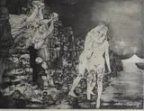 Sigurd Winge, Naken I, 1954, Radering