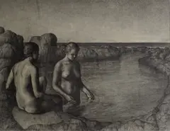 Harald Kolderup, Badende kvinner, Kull på papir