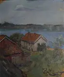 Skjærgård by Christian Krohg, Olje på plate, sold Jun 2024