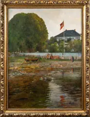 Hans Heyerdahl, Kiøsterudgården, Åsgårdstrand, Olje på leret