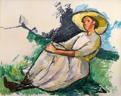 Jean Heiberg, Sittende akt, 1911, Olje på lerret oppklebet på plate
