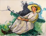 Jean Heiberg, Sittende akt, 1911, Olje på lerret oppklebet på plate