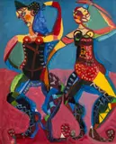 Jakob Weidemann, To dansere, 1951, Olje på plate