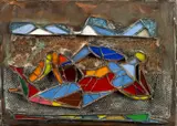 Jørleif Uthaug, Liggende figur, 1956, Metall, glass og fargepulver
