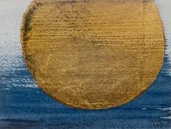 Anna-Eva Bergman, No 15-1978 Planete doré, Olje og metallfolie på plate