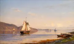 Kystlandskap by Amaldus Nielsen, 1888, Olje på lerret, sold Jun 2024