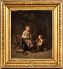 Adolph Tidemand, Moderens undervisning, 1849, Olje på lerret